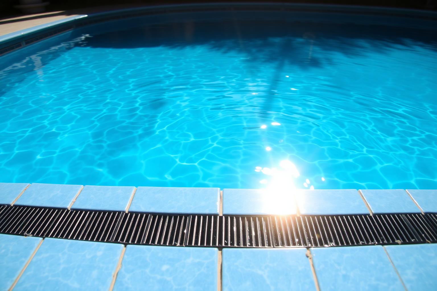 Crystal clear blue pool water sparkling in sunlight after service